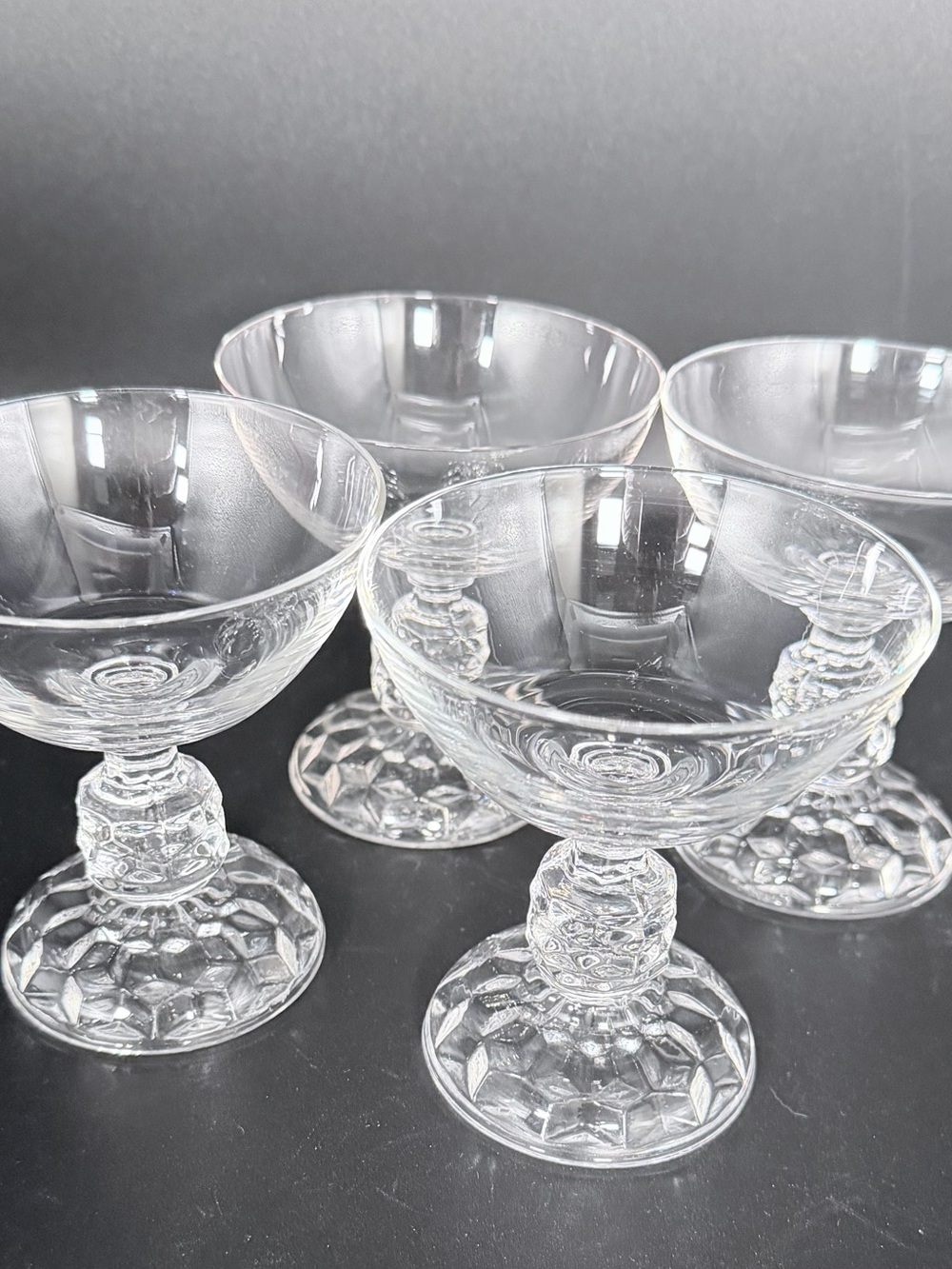 Fostoria American Lady Clear Champagne Tall Sherbet Glasses 5056 Set of 4